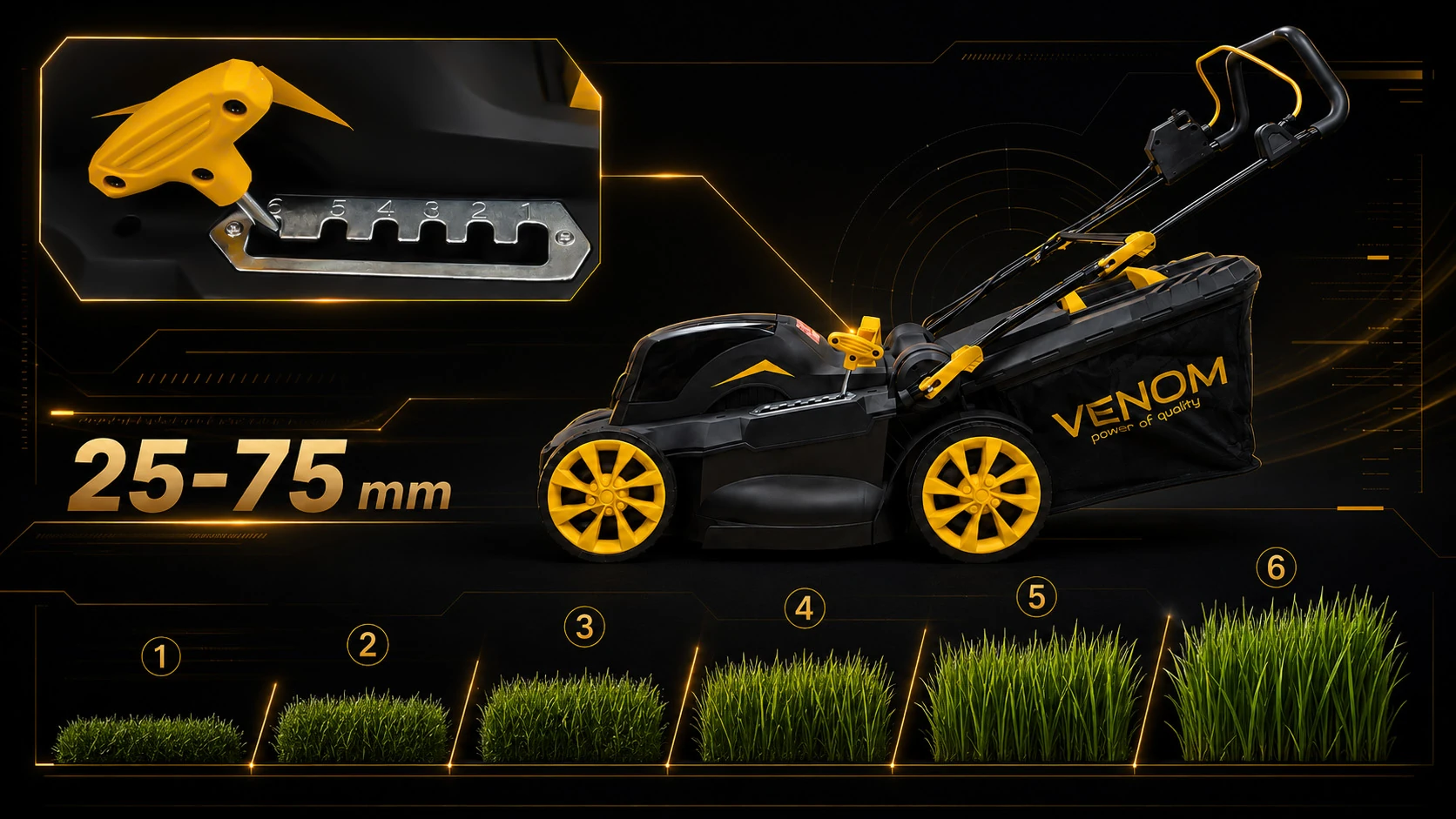 Regulacja wysokości koszenia VENOM VEN PULSE 38